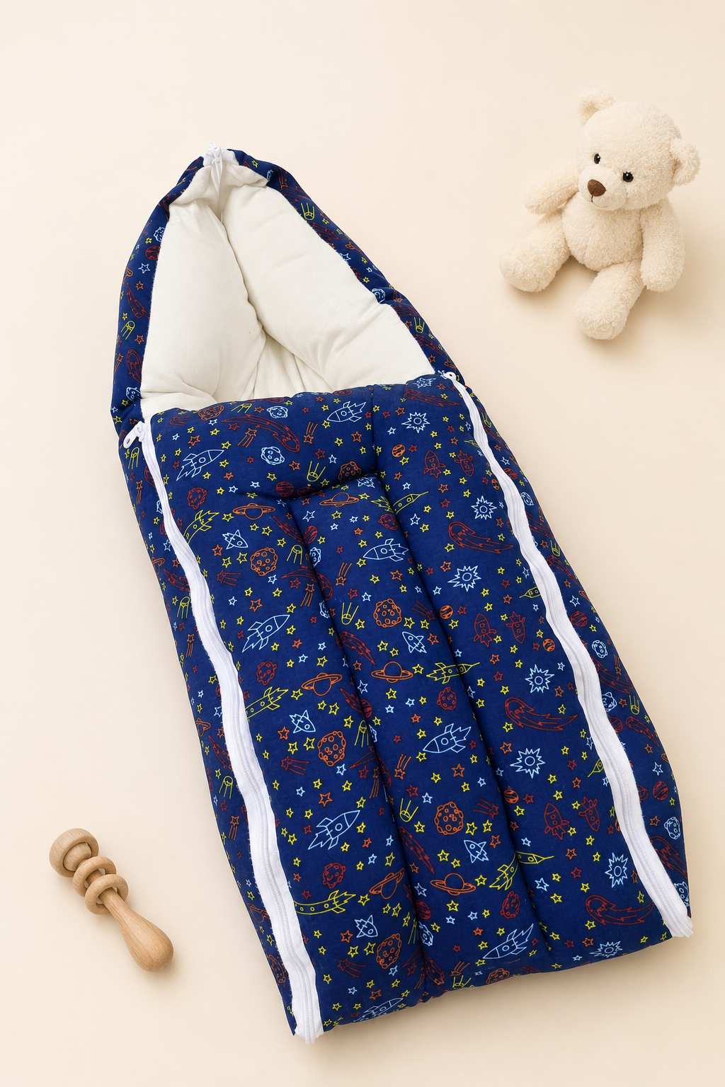 Navy Blue Space-Print Baby Carry Nest