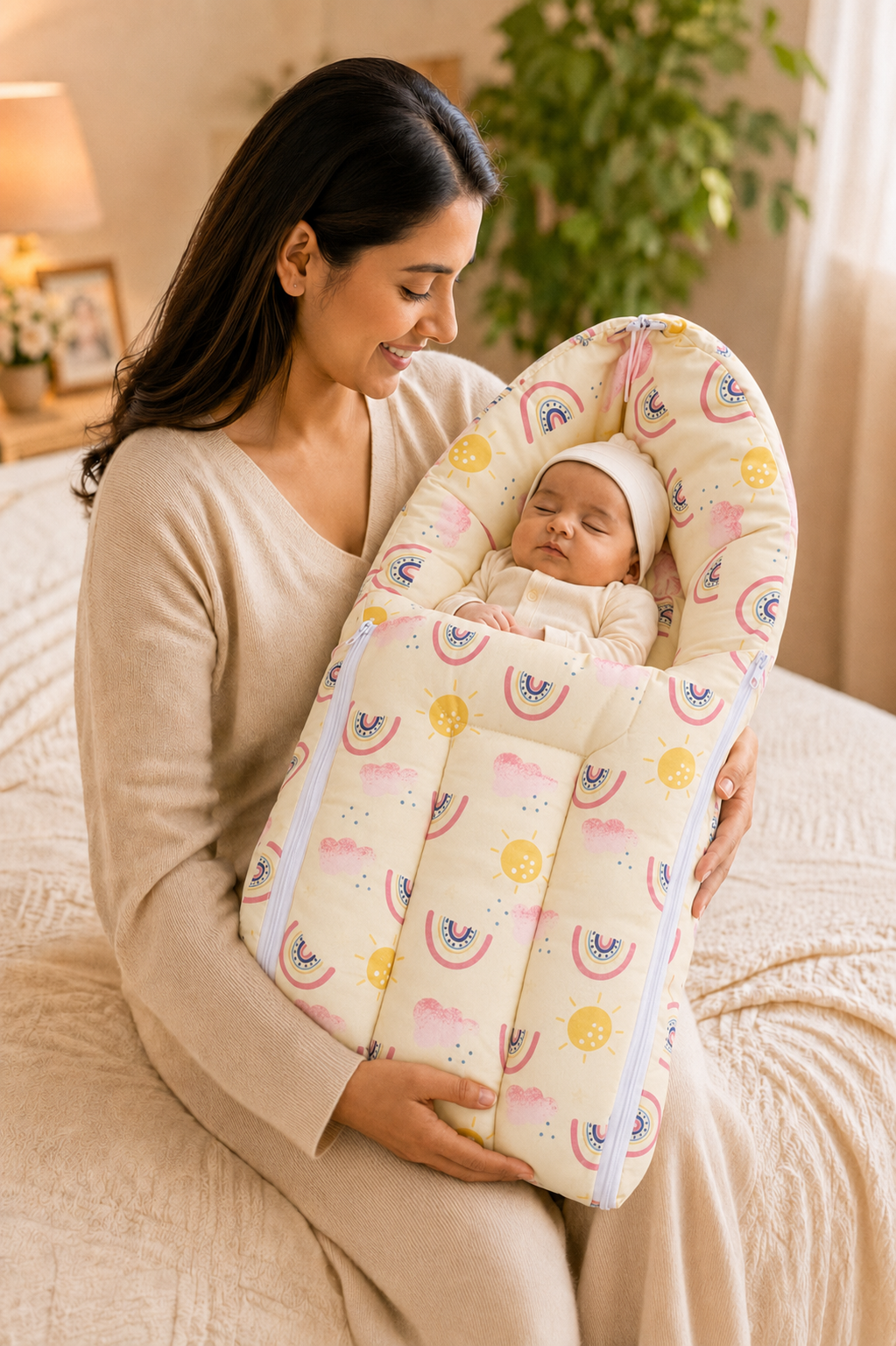 Sunshine Rainbow-Print Baby Carry Nest