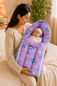 Purple Aeroplane-Print Baby Carry Nest