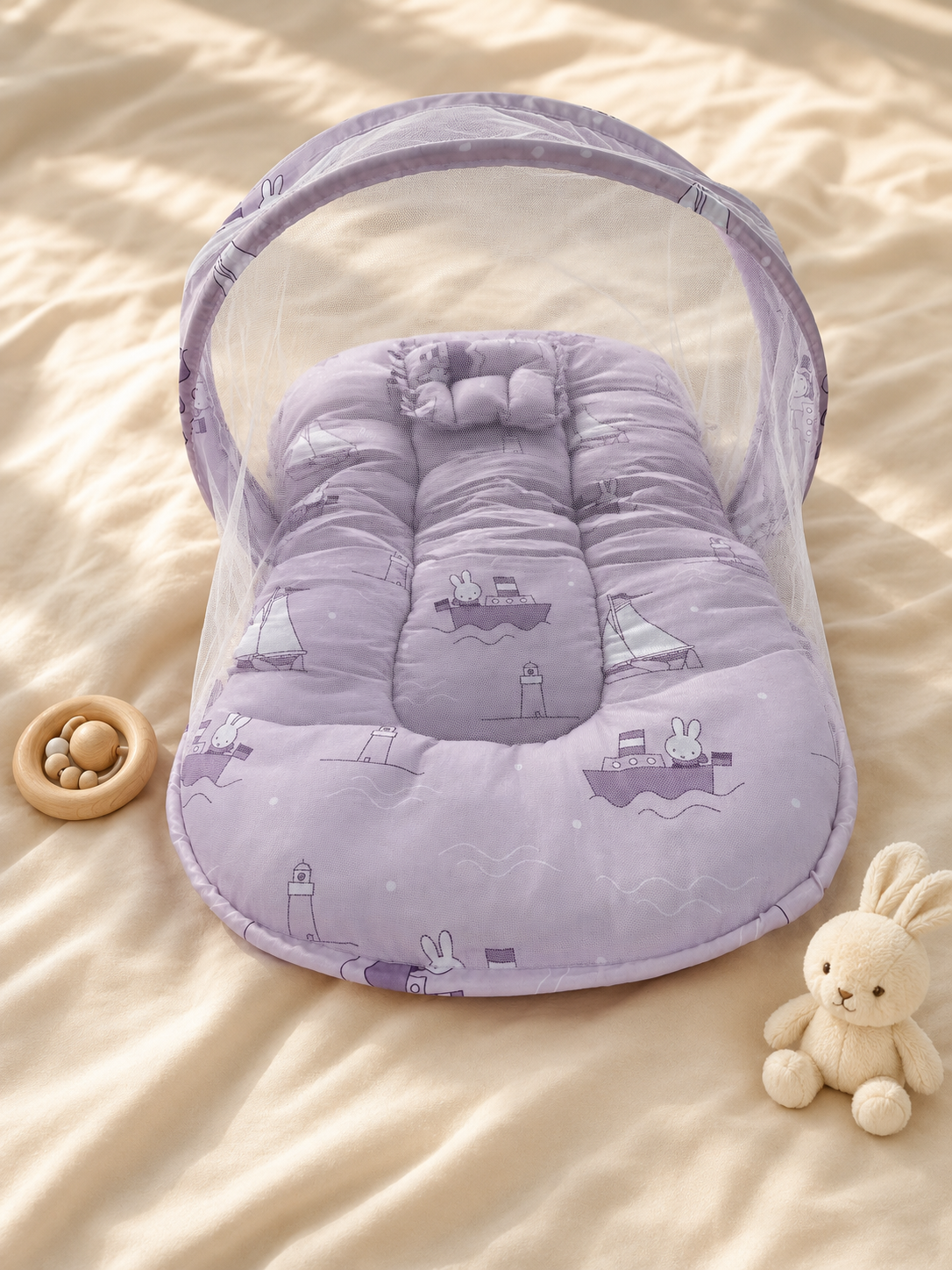 Lavender Bunny Print Baby Mosquito Net Bed