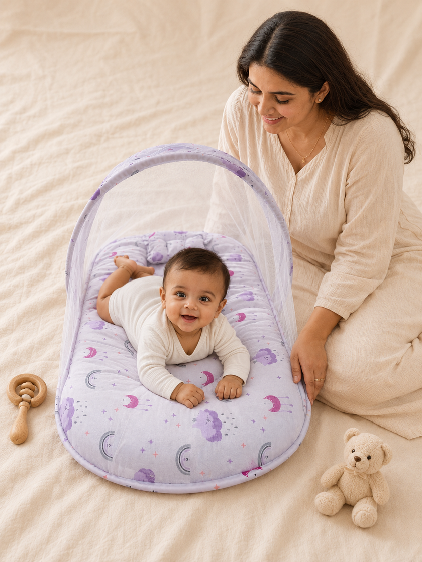 Dreamy Moon & Cloud Baby Mosquito Net Bed