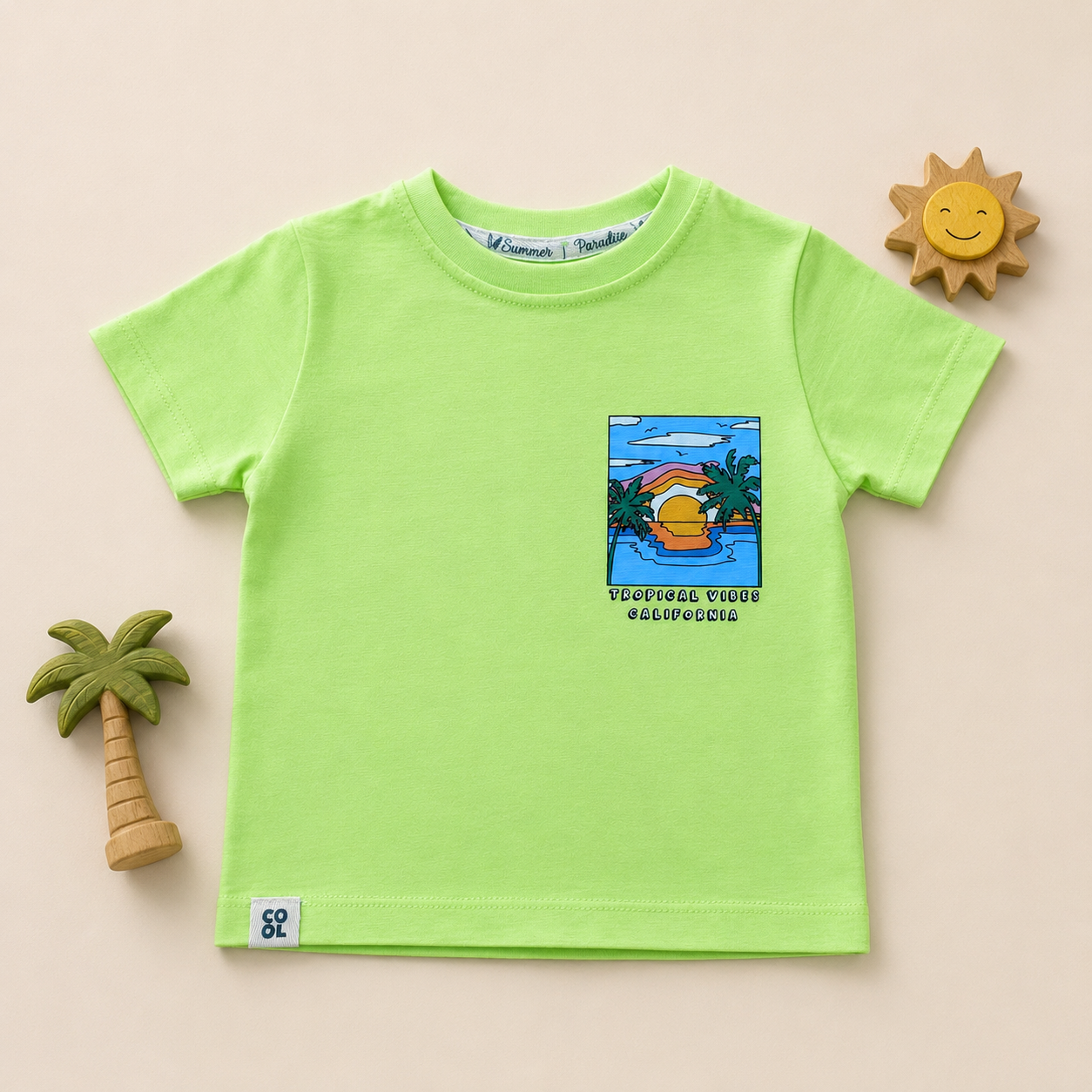 Boys’ Neon Green Tropical Vibes Graphic T-Shirt
