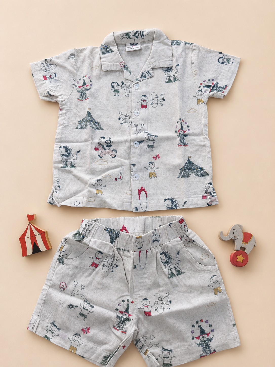 Boys’ Circus Print Shirt & Shorts Set