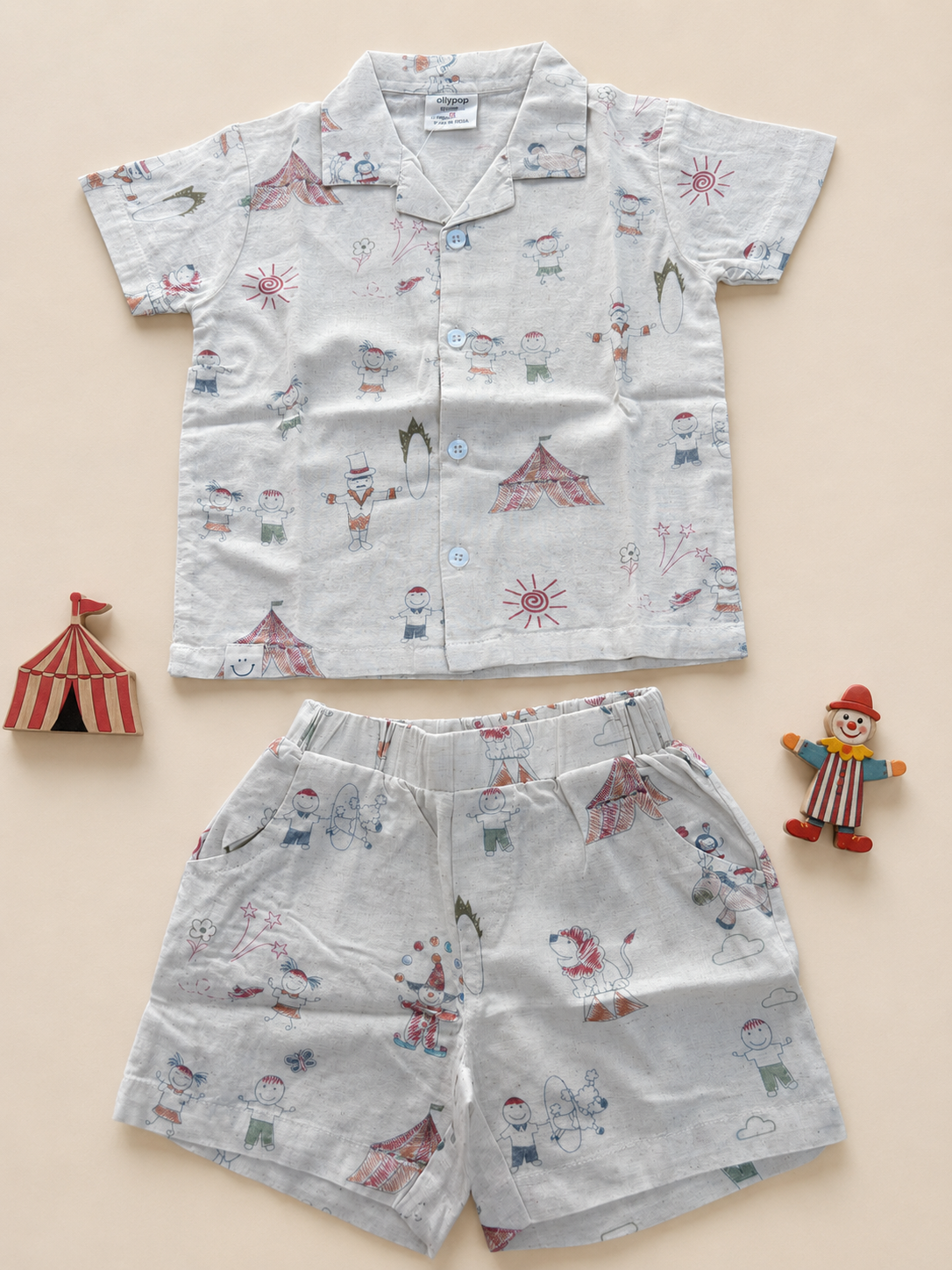 Boys’ Circus Print Shirt & Shorts Set