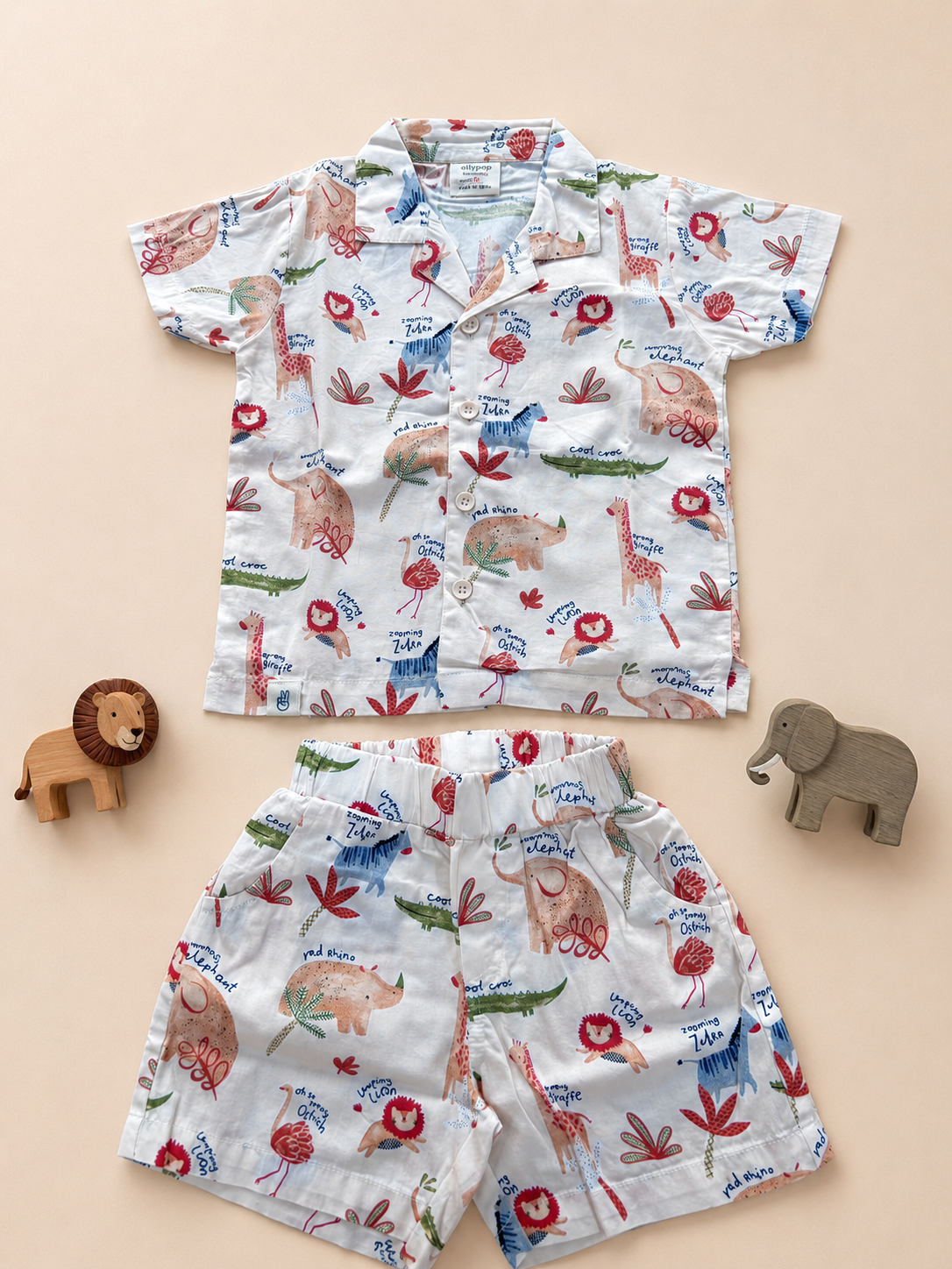 Boys’ Colourful Safari Print Shirt & Shorts Set