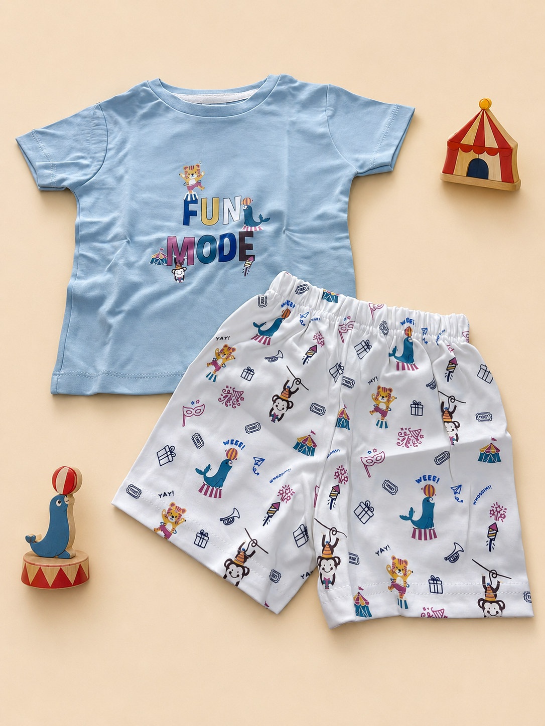 Boys’ Fun Mode Circus Print T-Shirt & Shorts Set