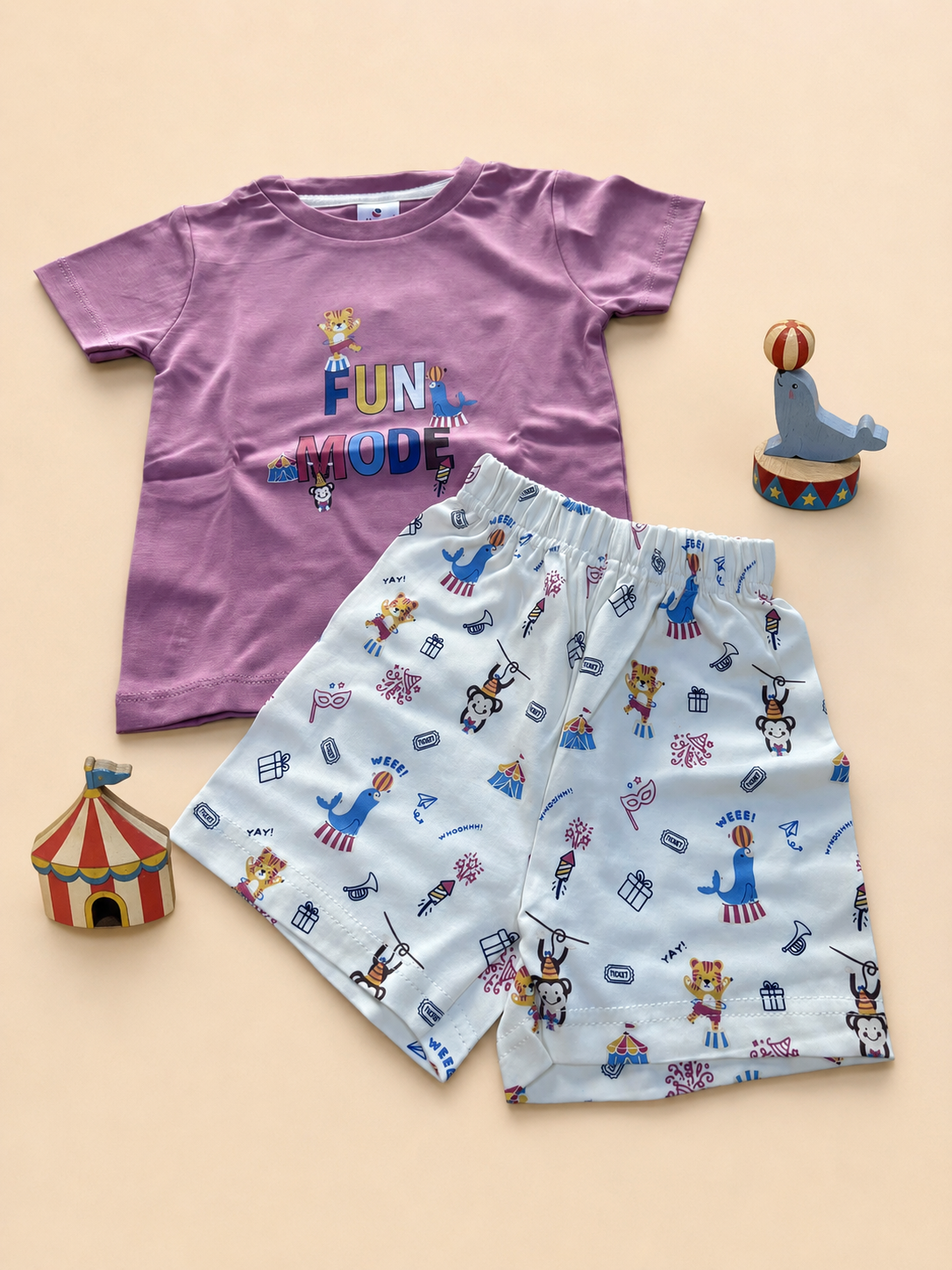 Boys’ Fun Mode Circus Print T-Shirt & Shorts Set