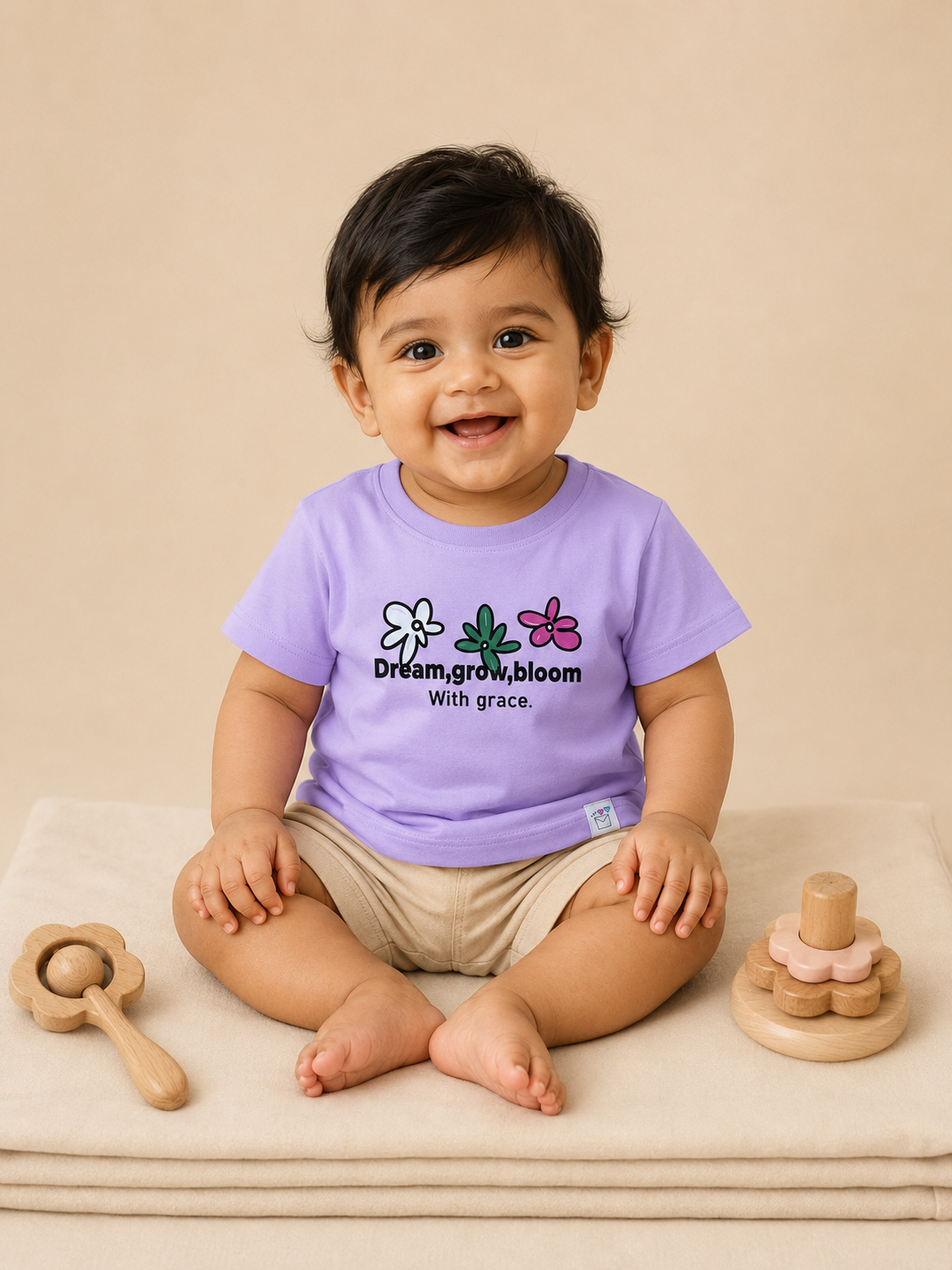 Lavender “Dream, Grow, Bloom” Floral T-Shirt