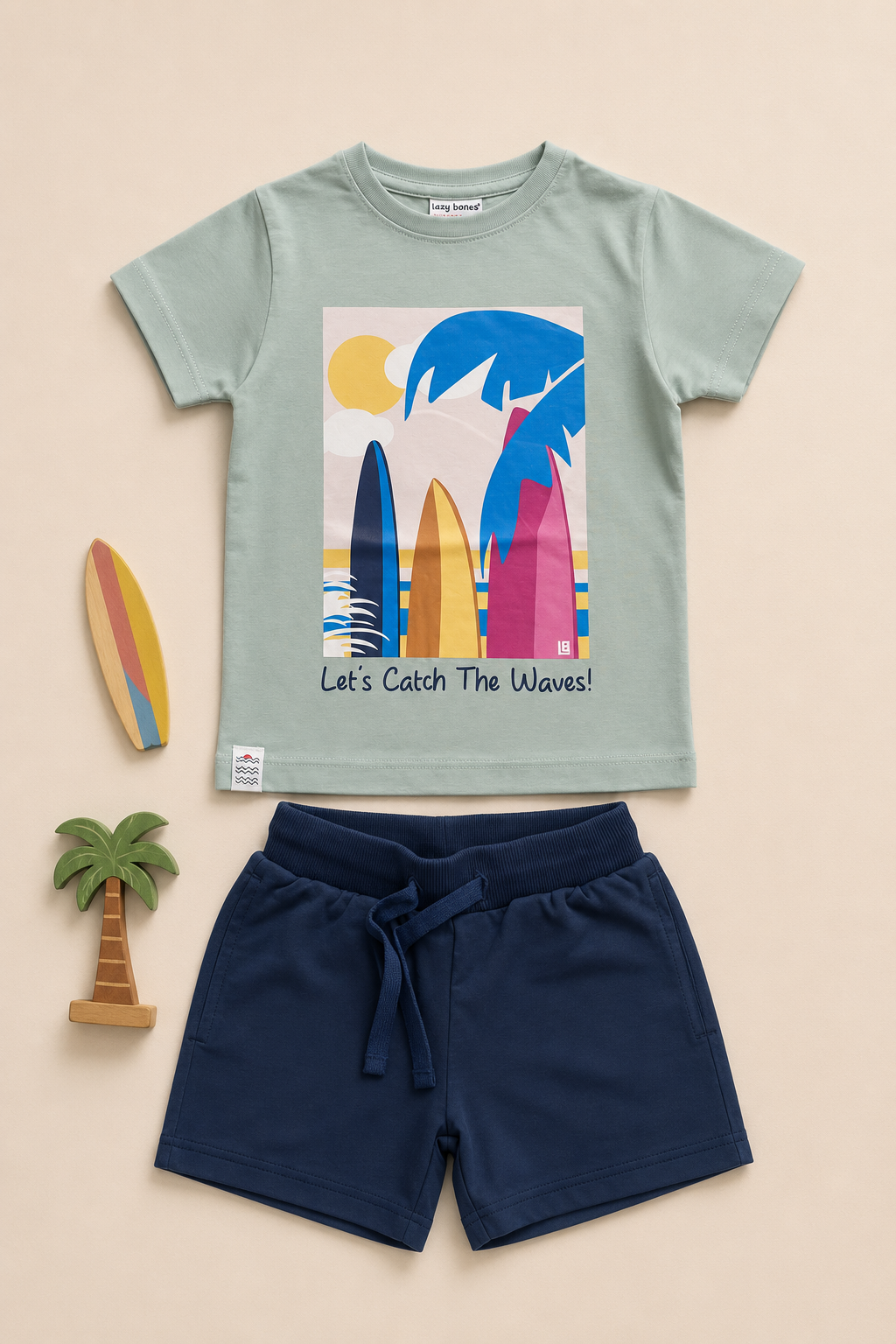 Boys Catch the Waves T-Shirt & Shorts Co-ord Set