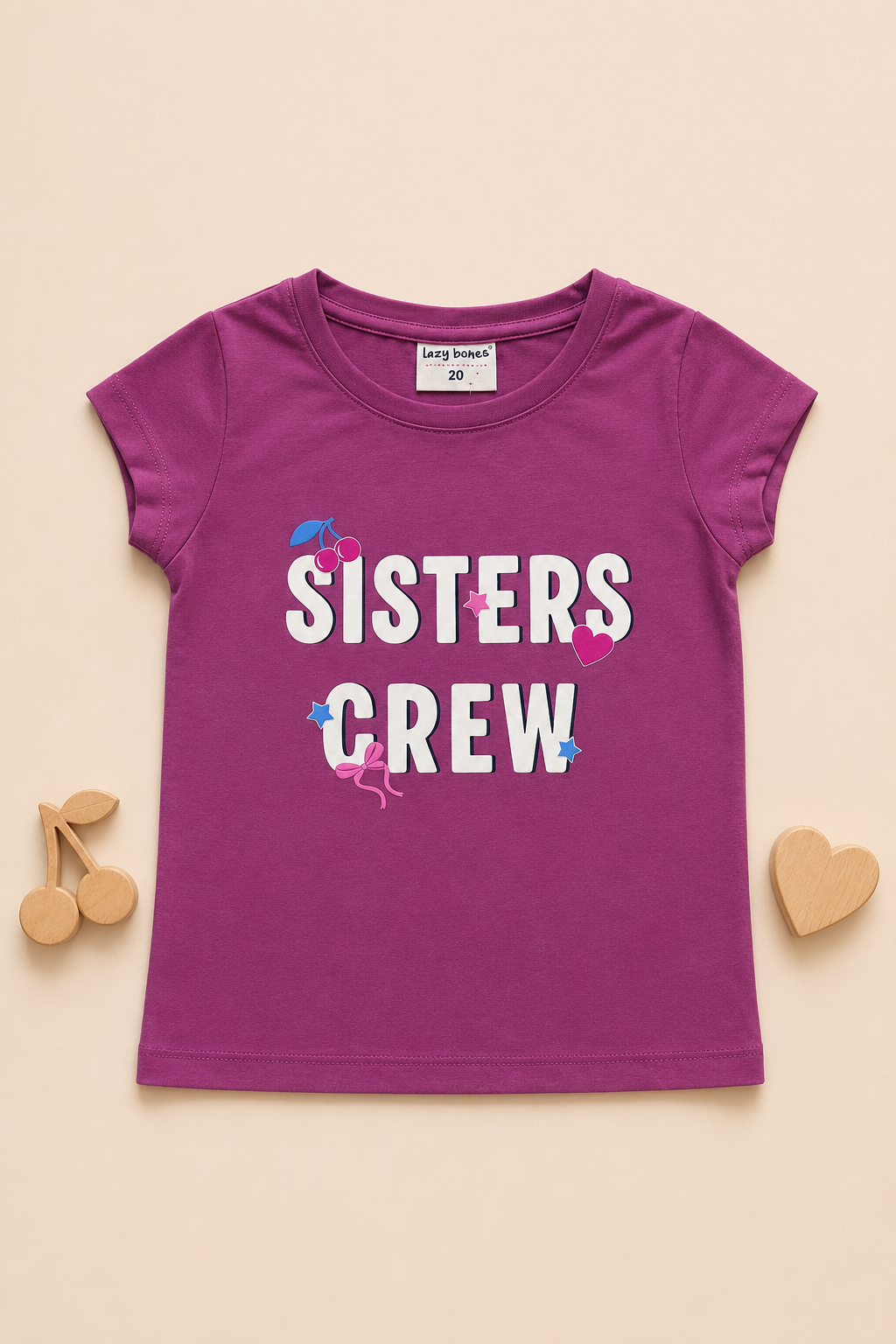 Girls Sisters Crew Graphic T-Shirt
