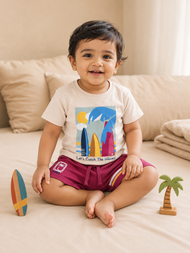 Boys Catch the Waves T-Shirt & Shorts Co-ord Set