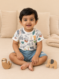 Boys Jungle Animal Print T-Shirt & Shorts Co-ord Set
