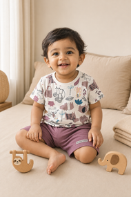 Boys Jungle Animal Print T-Shirt & Shorts Co-ord Set