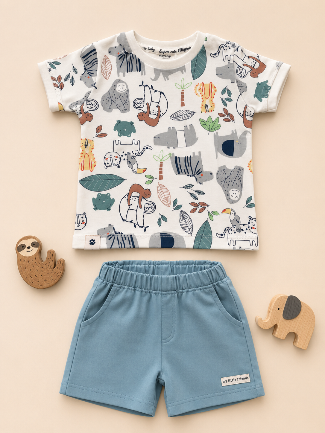 Boys Jungle Animal Print T-Shirt & Shorts Co-ord Set