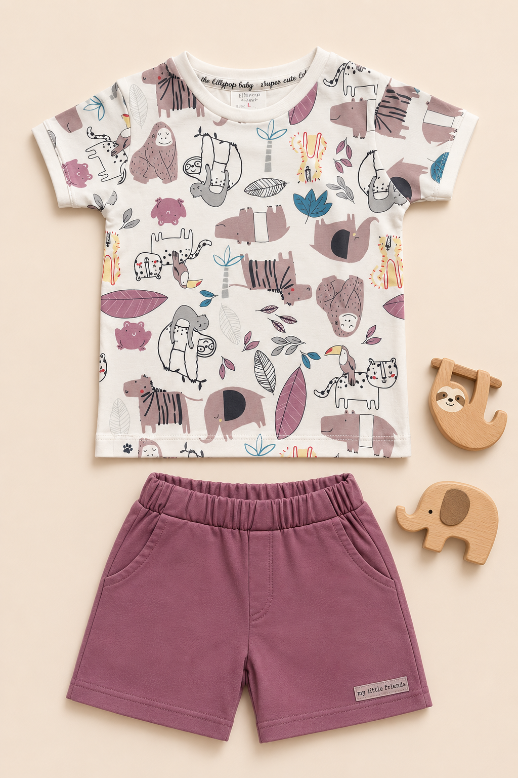 Boys Jungle Animal Print T-Shirt & Shorts Co-ord Set