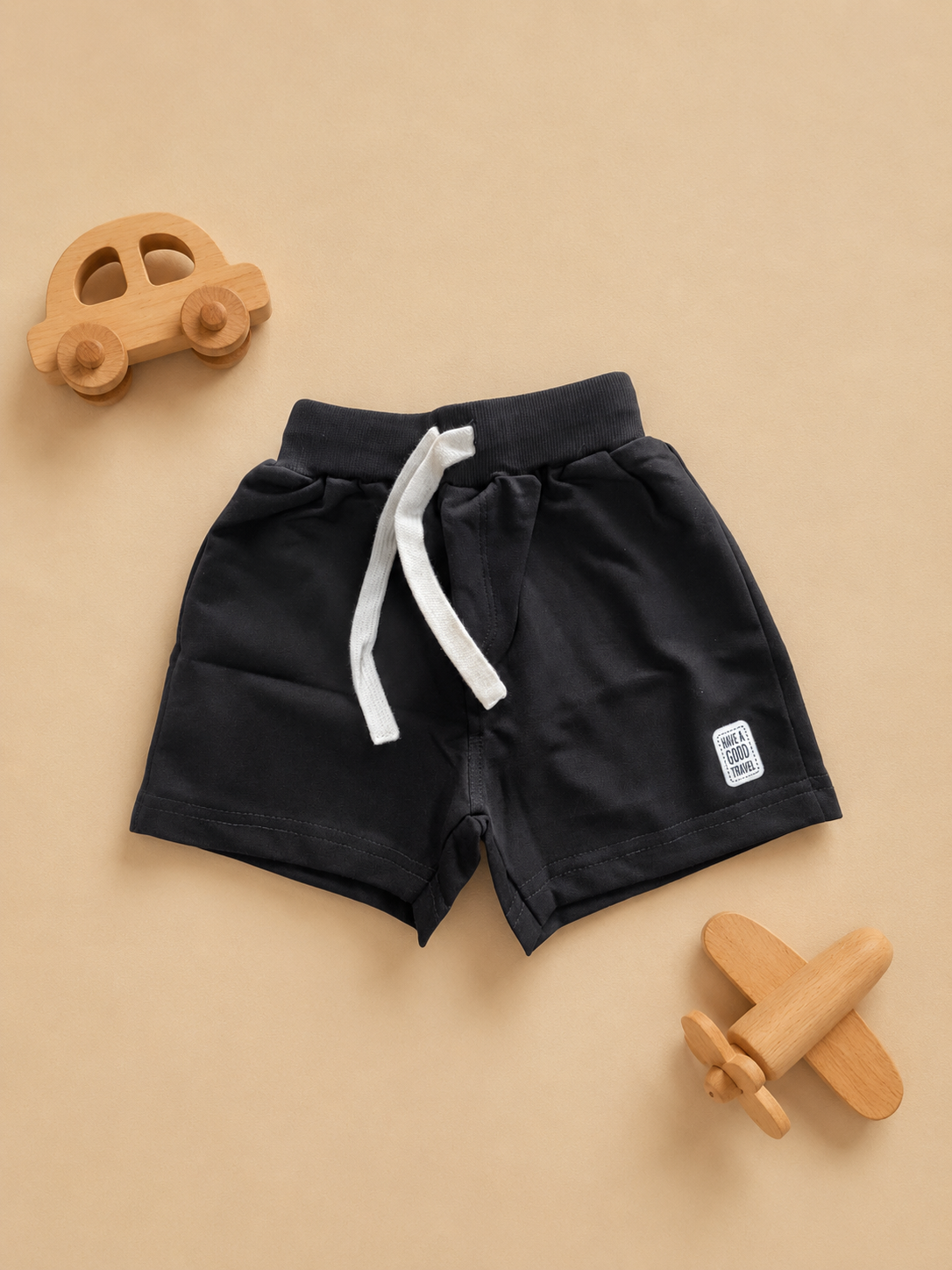 Baby Boys Sky Blue Cotton Shorts with Beach Patch