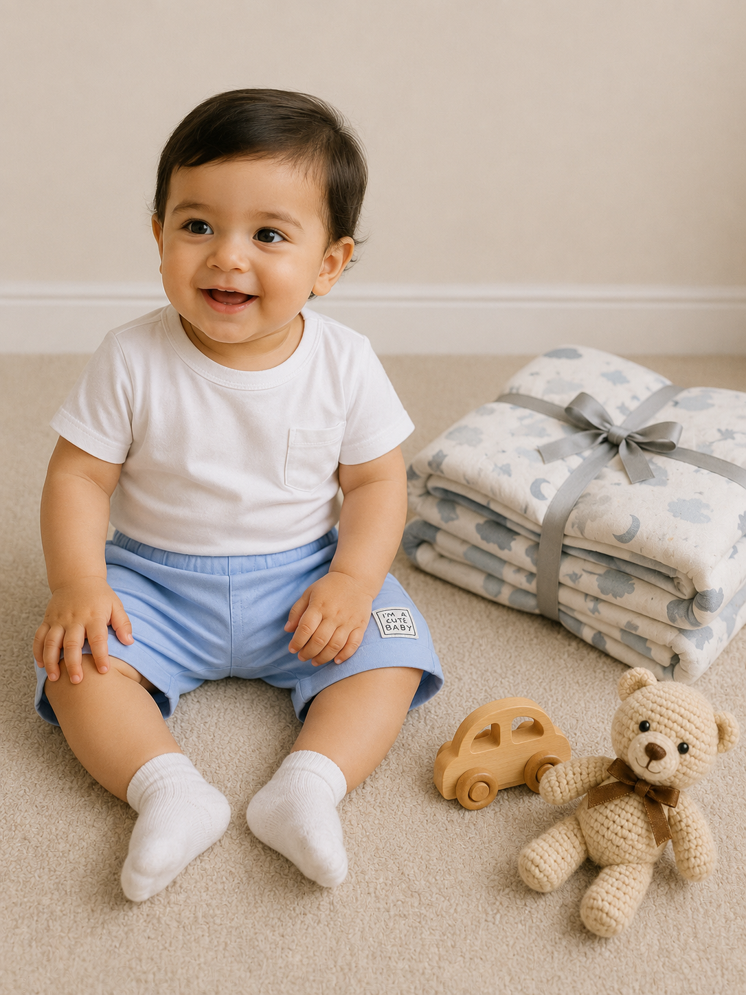 Baby Boys Cotton Yellow Shorts with Koala Patch