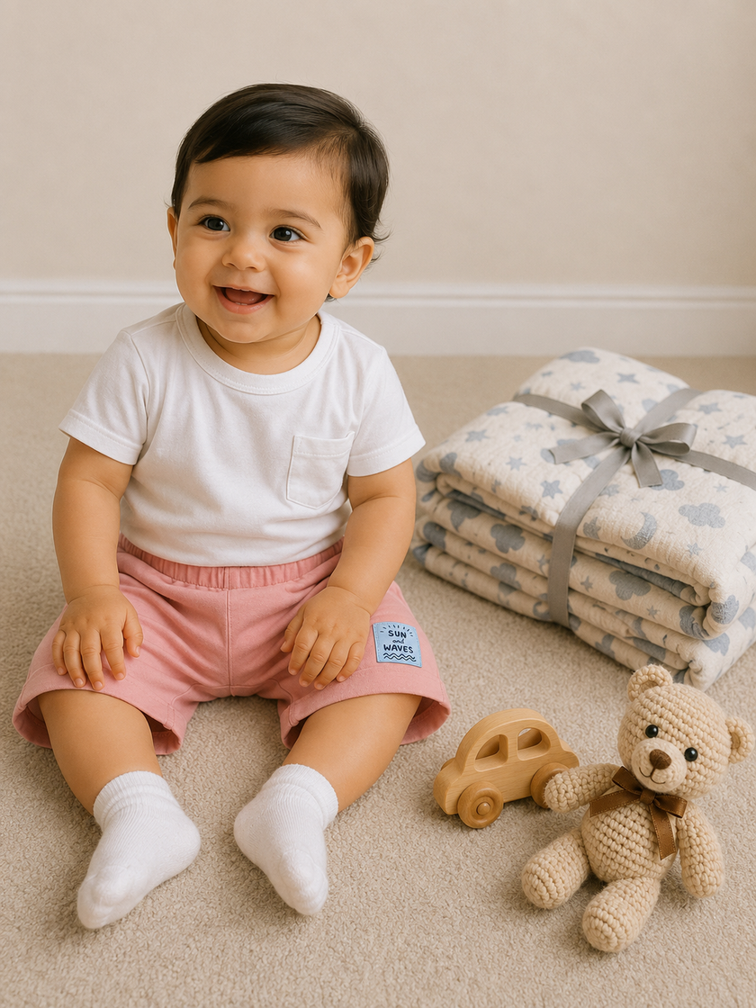 Baby Boys Cotton Yellow Shorts with Koala Patch