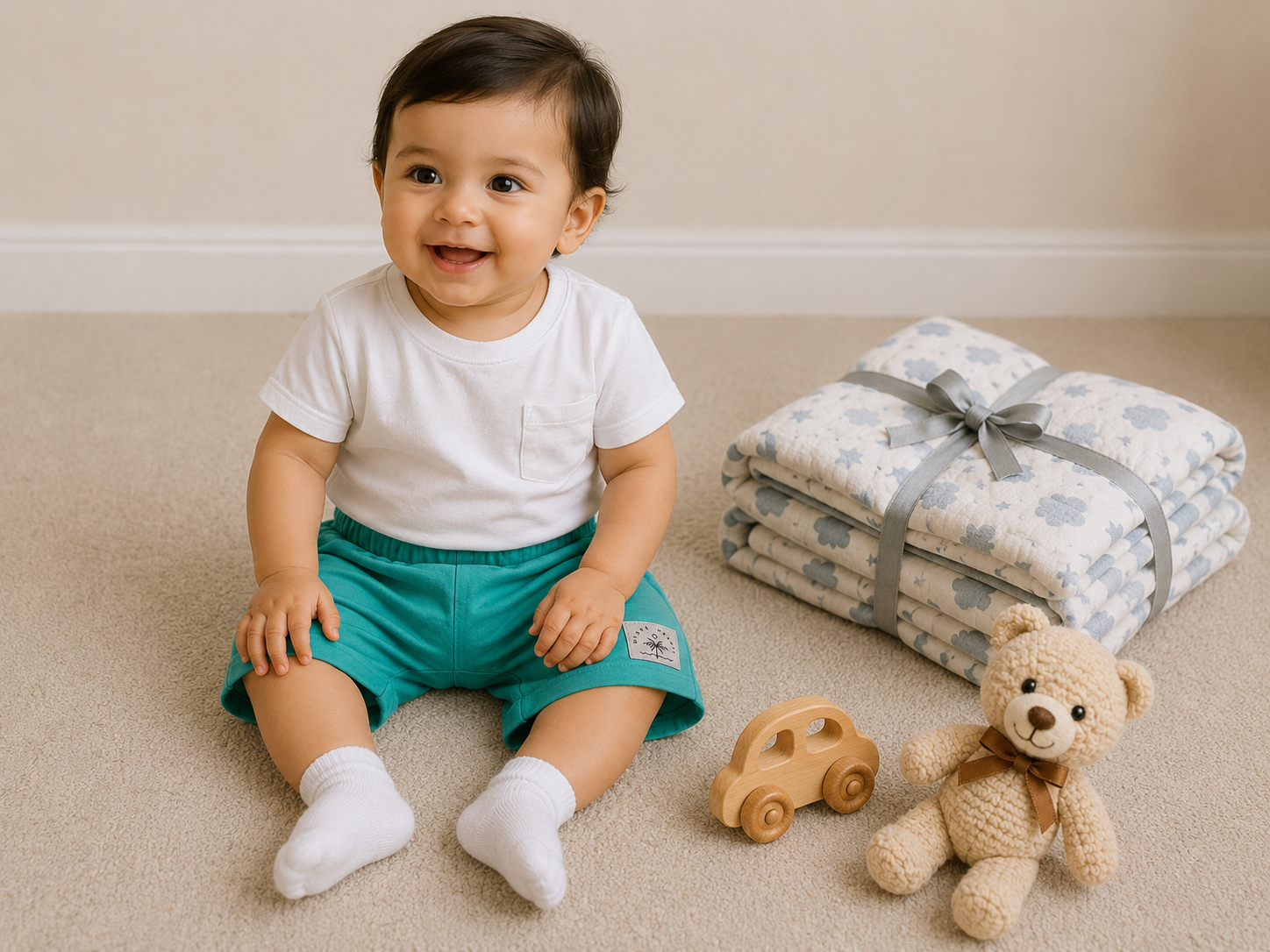 Baby Boys Cotton Yellow Shorts with Koala Patch