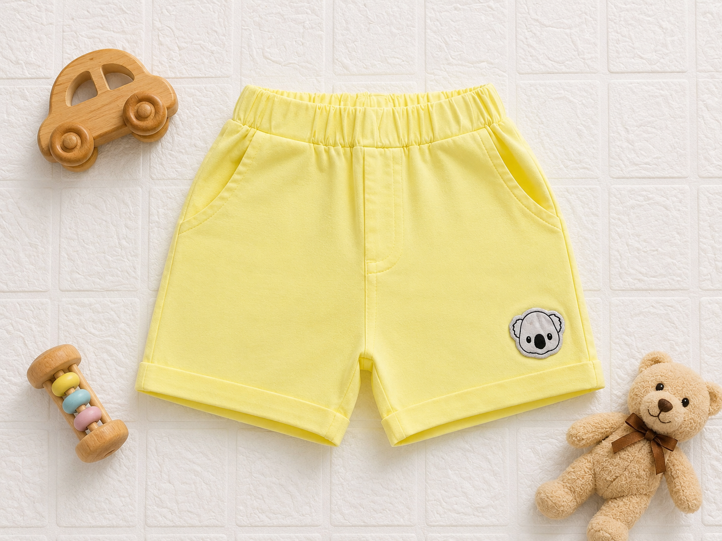 Baby Boys Cotton Yellow Shorts with Koala Patch