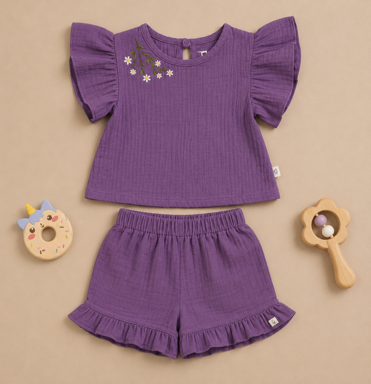 Baby Girls Pink Muslin Cotton Co-ord Set