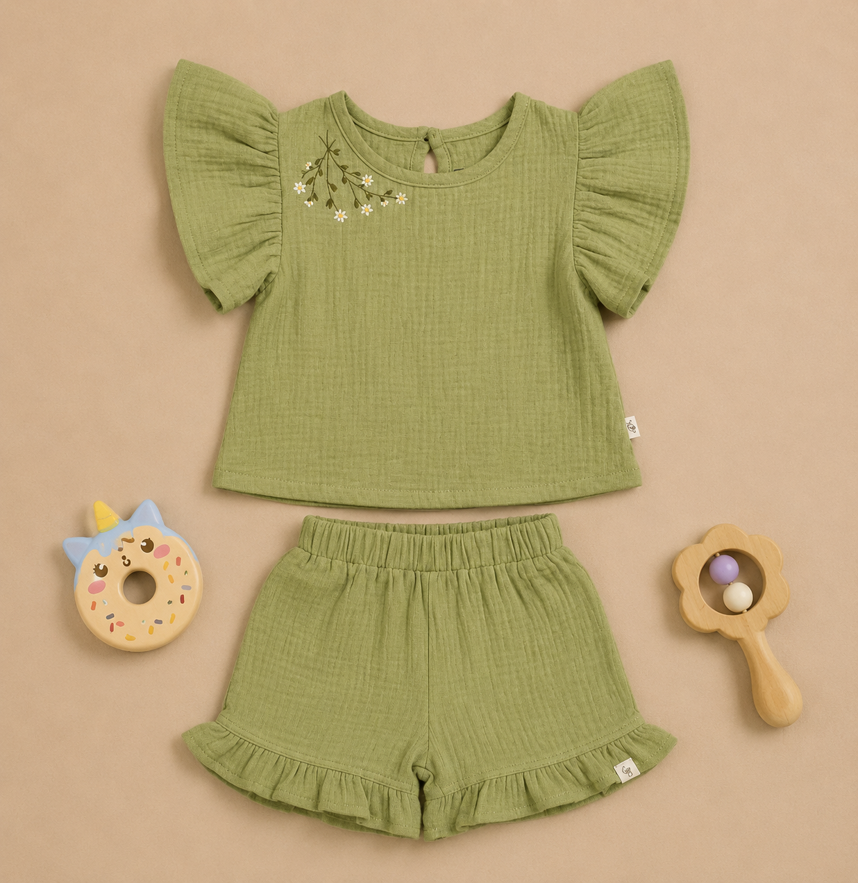 Baby Girls Pink Muslin Cotton Co-ord Set