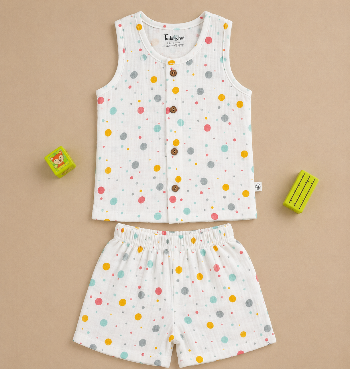 Baby Boys Muslin Cotton Sleeveless Co-ord Set