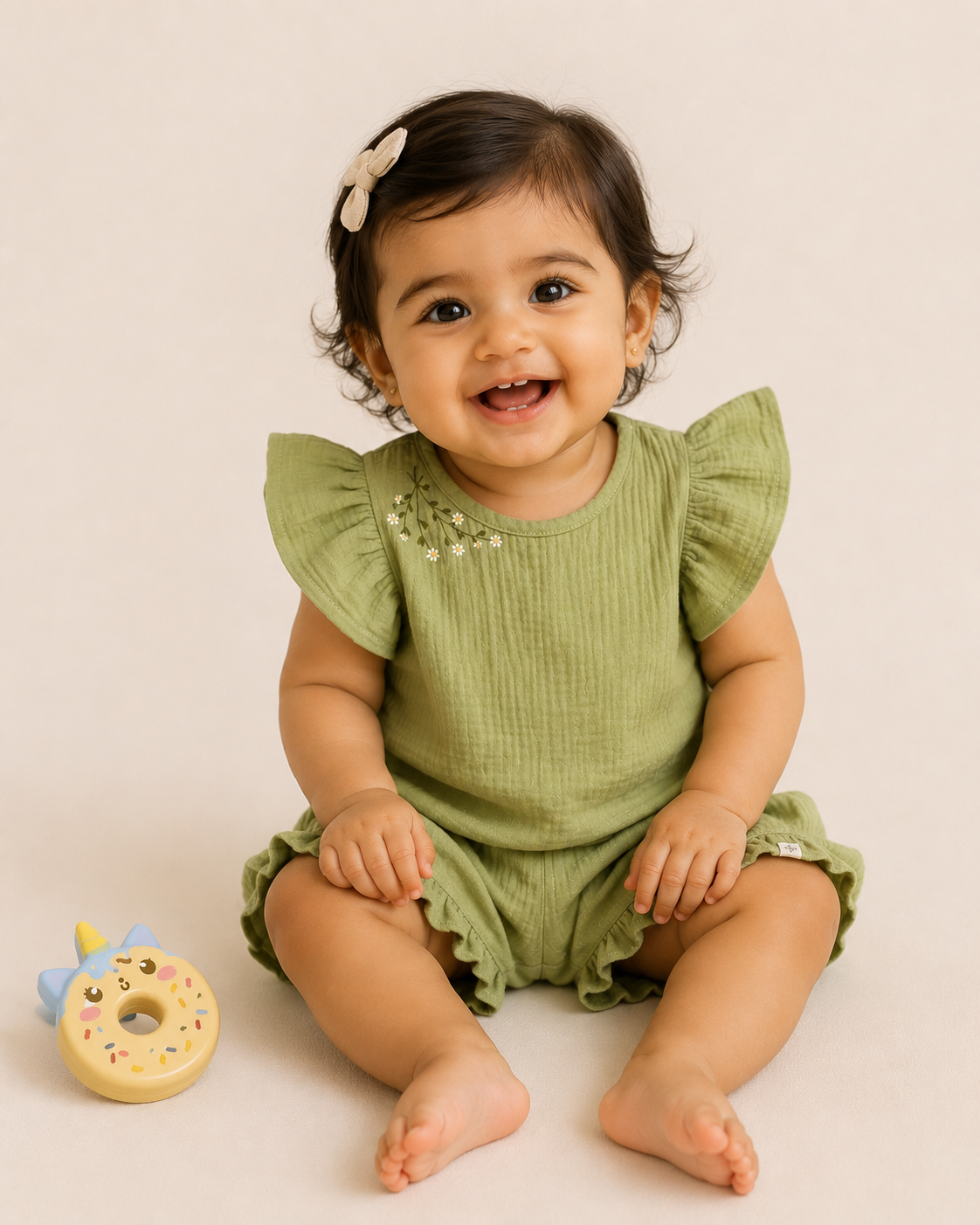 Baby Girls Pink Muslin Cotton Co-ord Set