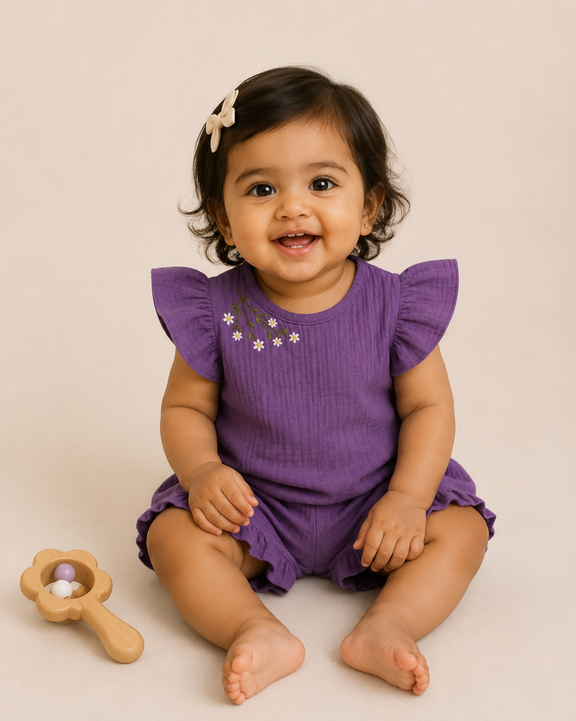 Baby Girls Pink Muslin Cotton Co-ord Set
