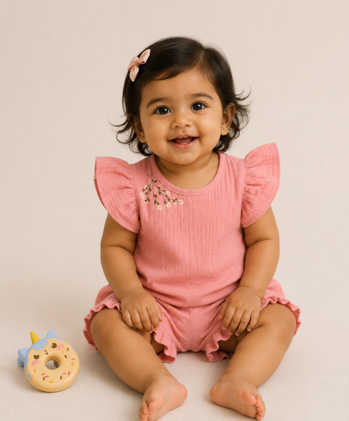 Baby Girls Pink Muslin Cotton Co-ord Set