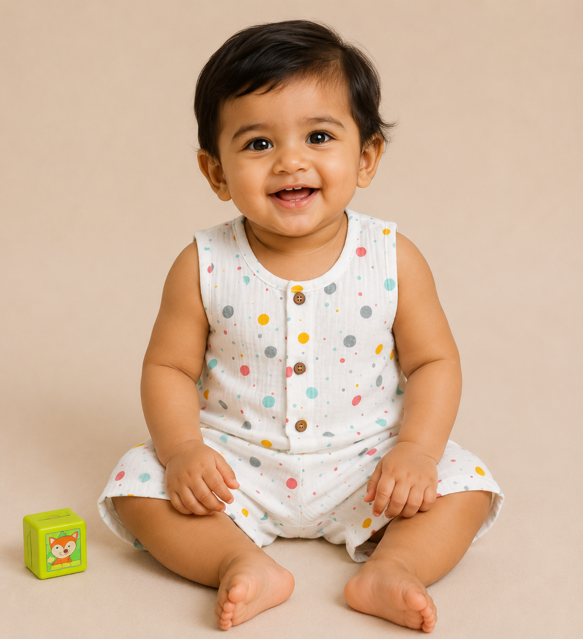 Baby Boys Muslin Cotton Sleeveless Co-ord Set