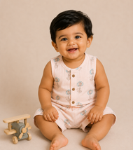 Baby Boys Muslin Cotton Sleeveless Co-ord Set