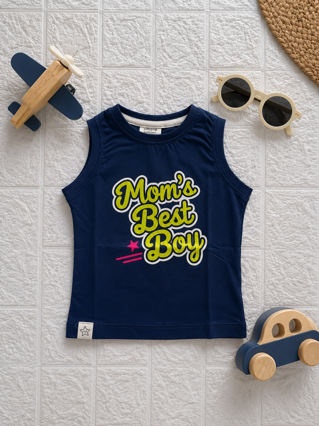 Mom's Best Boy Kids Sleeveless Cotton Vest