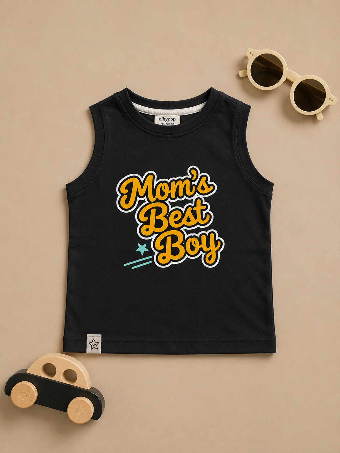 Mom's Best Boy Kids Sleeveless Cotton Vest