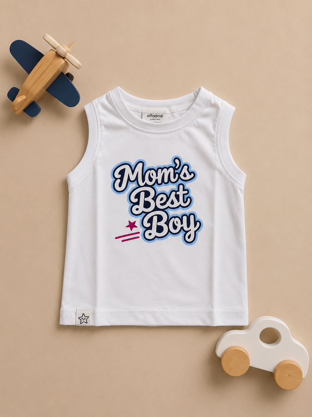 Mom's Best Boy Kids Sleeveless Cotton Vest