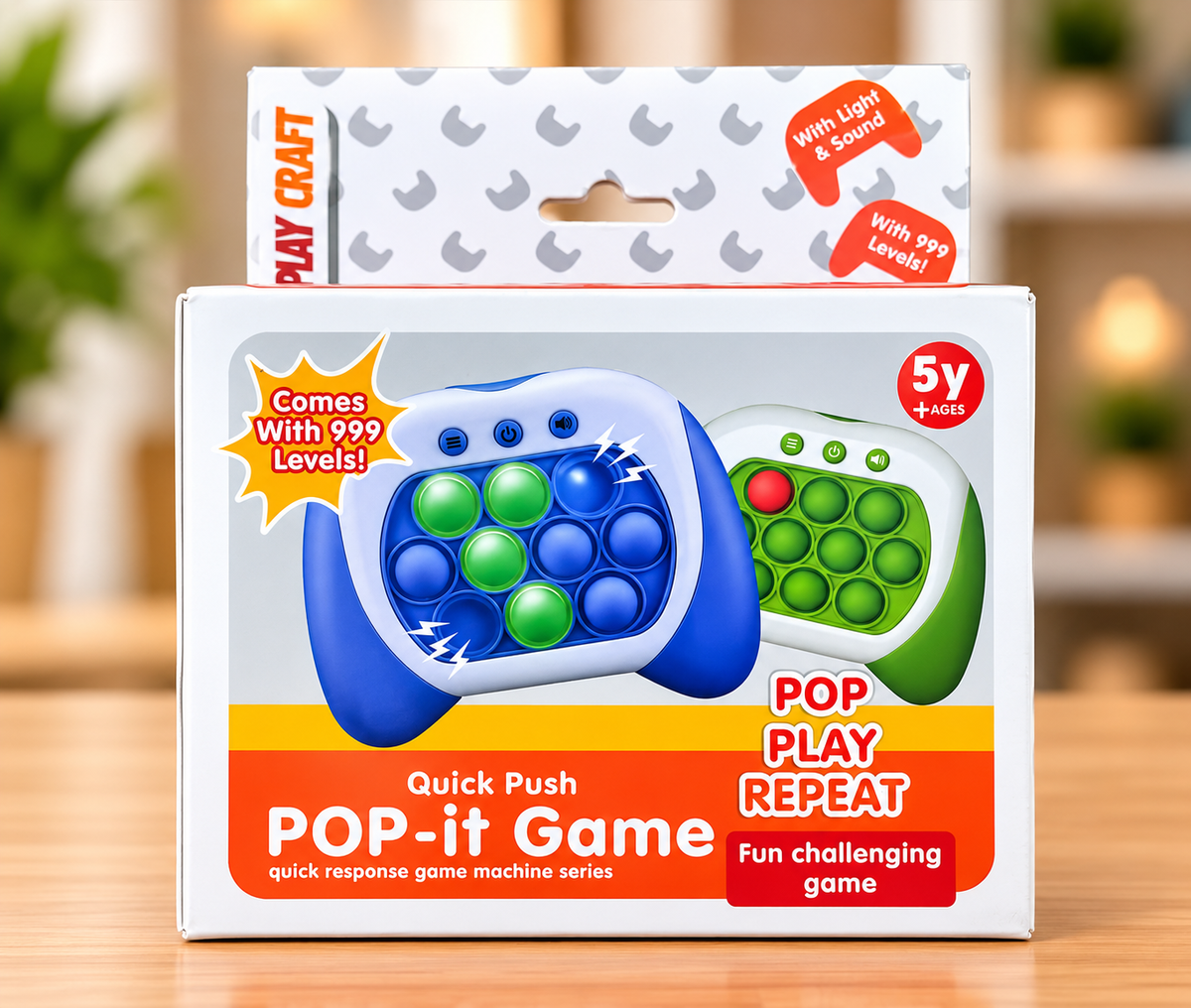 Play Craft Quick Push Pop-It Game with Light & Sound - Mamadada
