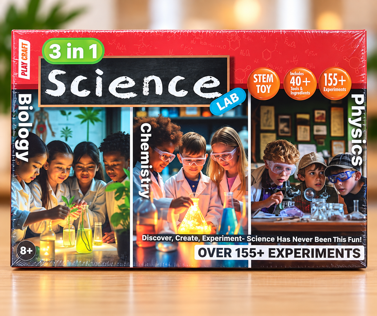 3-in-1 Science Lab STEM Kit – Biology, Chemistry & Physics | 155+ Experiments | Age 8+ - Mamadada