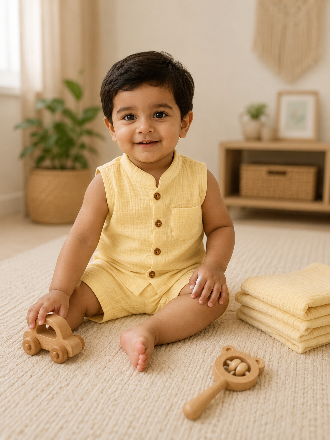 Blush Pink Muslin Boys Co-ord Set