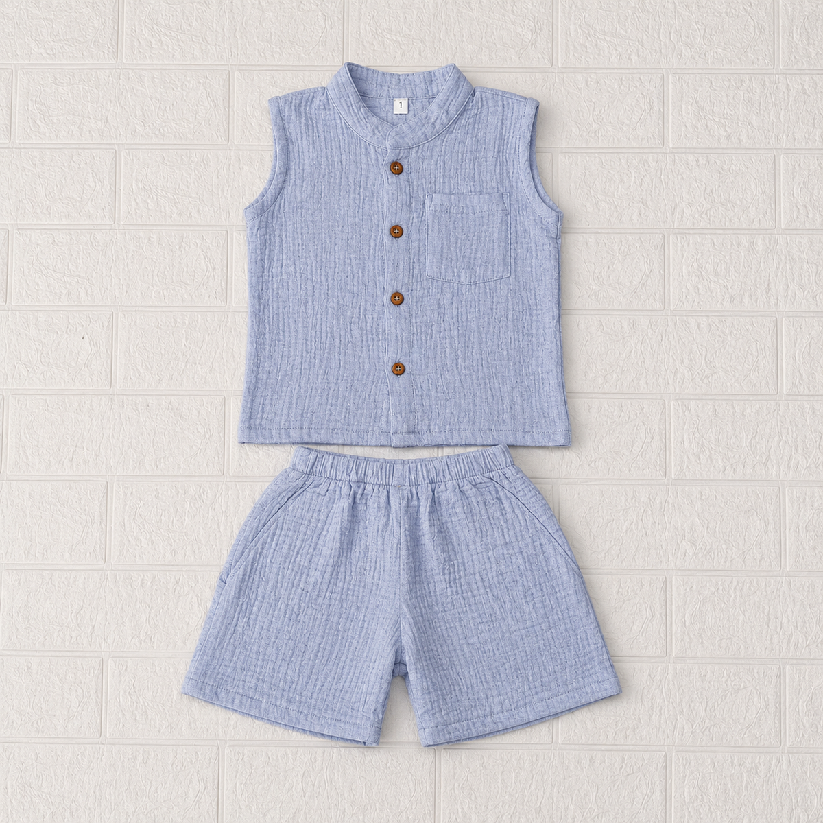 Blush Pink Muslin Boys Co-ord Set