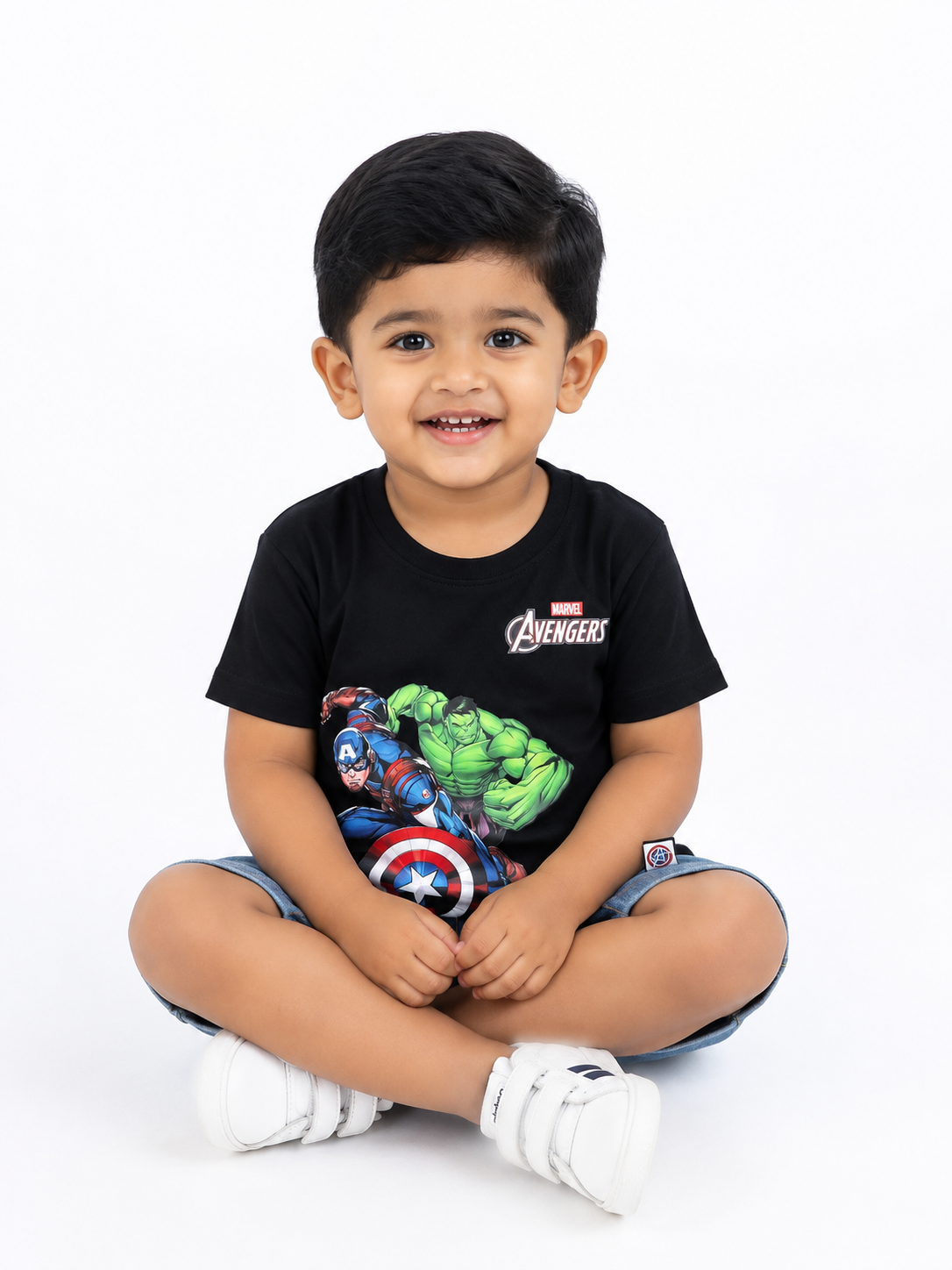 Marvel Avengers Boys White Half Sleeve Printed T-Shirt