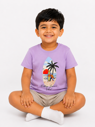 "Take Me to the Beach" Printed Cotton T-Shirt