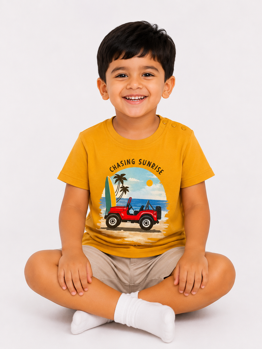 "Take Me to the Beach" Printed Cotton T-Shirt