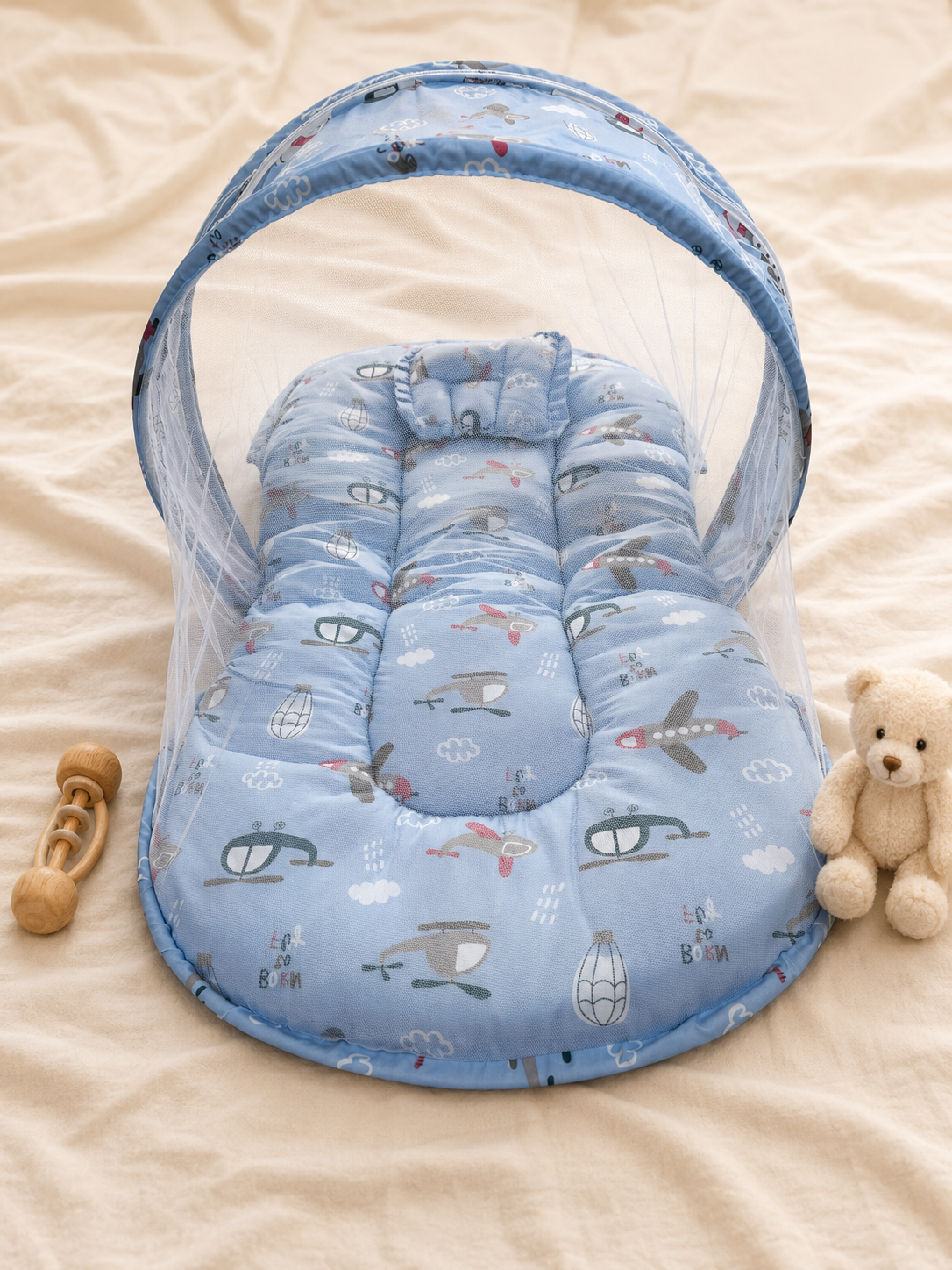 Purple Aviation Print Baby Mosquito Net Bed
