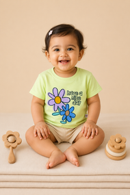 Girls Lime Green “Have a Nice Day” Floral T-Shirt