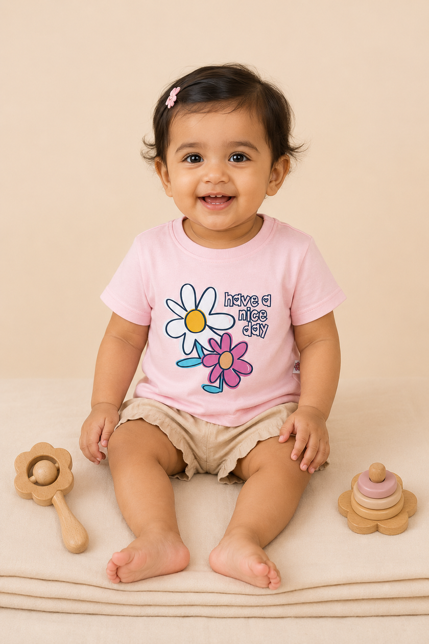 Girls Lime Green “Have a Nice Day” Floral T-Shirt
