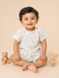 Baby Bear Print Muslin Shirt & Shorts Co-ord Set