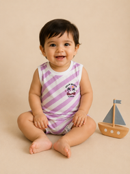 Palm Beach Striped Sleeveless Cotton Vest for Kids