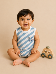 Palm Beach Striped Sleeveless Cotton Vest for Kids