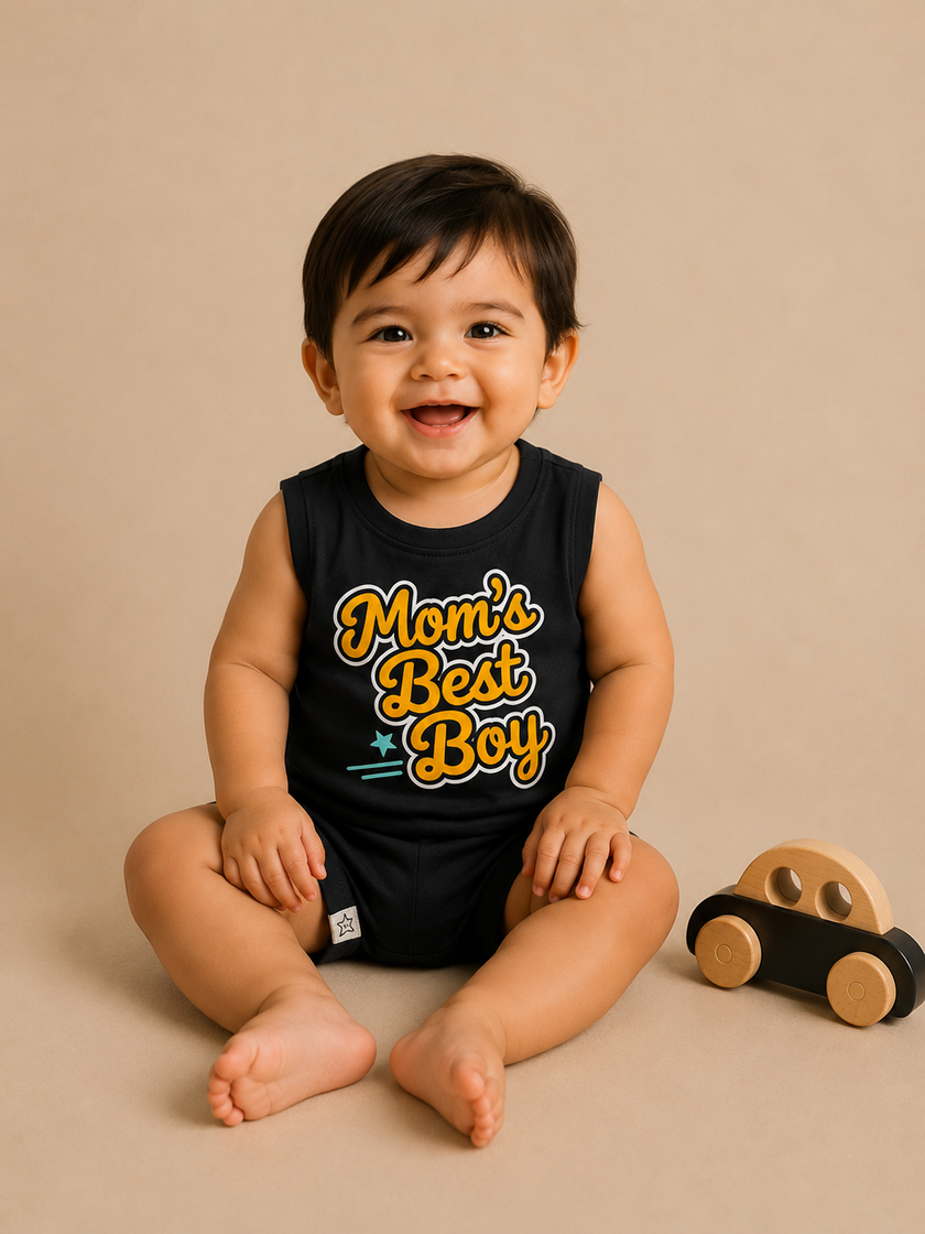 Mom's Best Boy Kids Sleeveless Cotton Vest