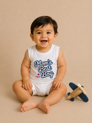 Mom's Best Boy Kids Sleeveless Cotton Vest